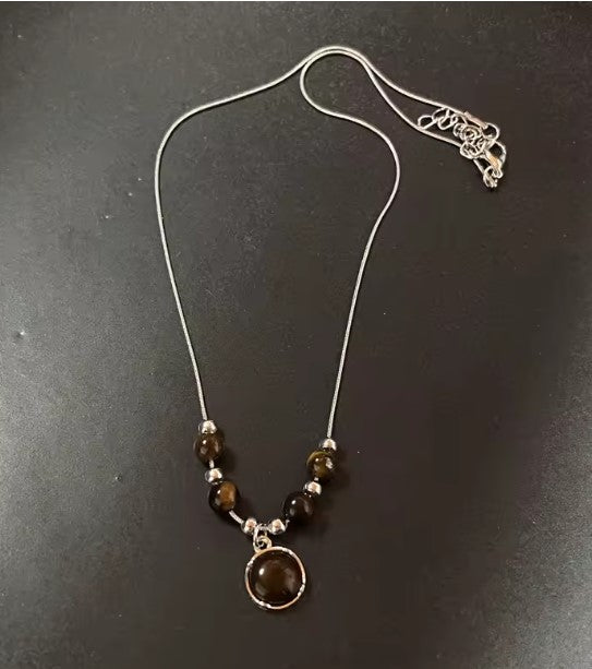 Zafira® | Vintage Brown Stone Pendant Necklace