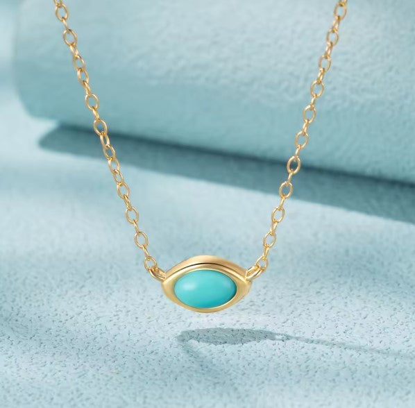 Belinda® | Ellipse Natural Turquoise Pendant Necklace
