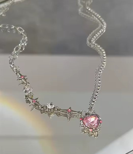 Luisa® | Pink Heart Crystal Necklace