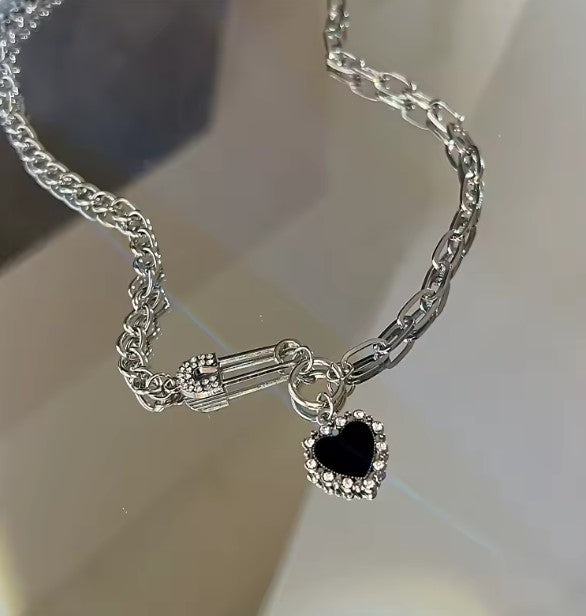 Cinthia® | Heart Water Drop Black Pendant Necklace
