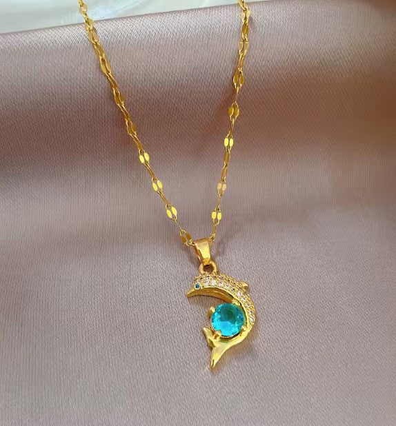 Galadriel® | Blue Zircon Dolphin Pendant Necklace