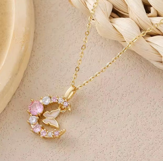 Elena® | Vintage Butterfly Moon Necklace