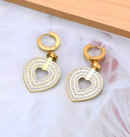 Sabrina® | Rhinestone Heart Hoop Earrings