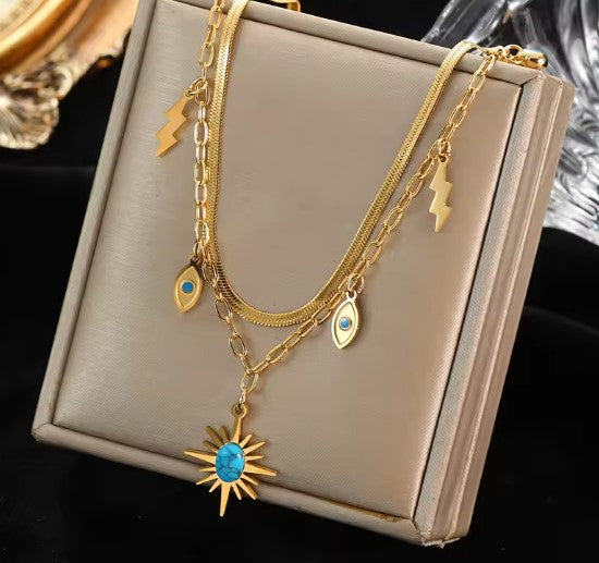 Amalia® | Green Stone Sun Star Necklace