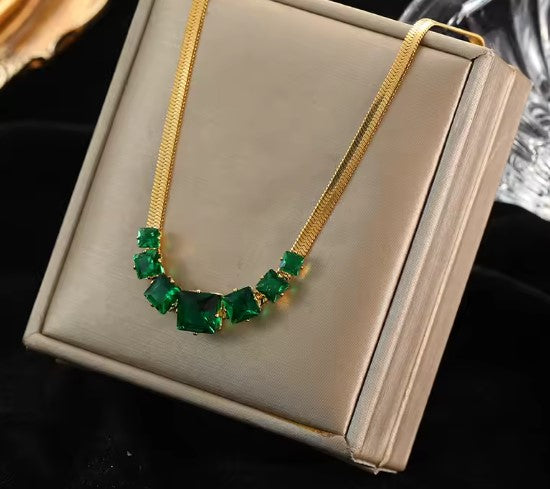 Johana® | Vintage Green Crystal Zircon Necklace