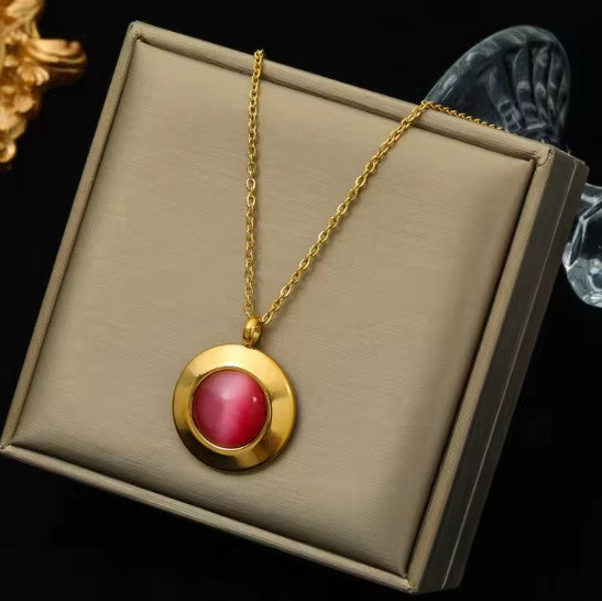 Cristina® | Vintage Red Zircon Crystal Pendant Necklace