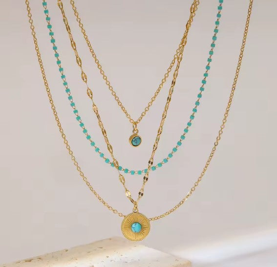 Eloise® | Vintage Multilayer Green Stone Pendant Necklace