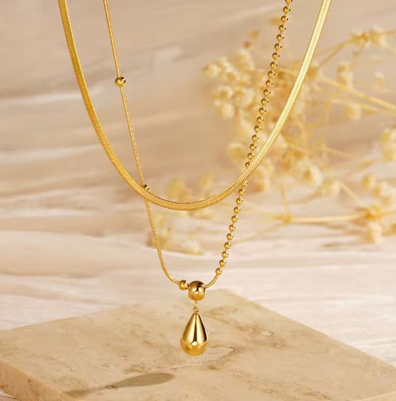 Gloria® | Vintage Water Drop Chain Gold Necklace