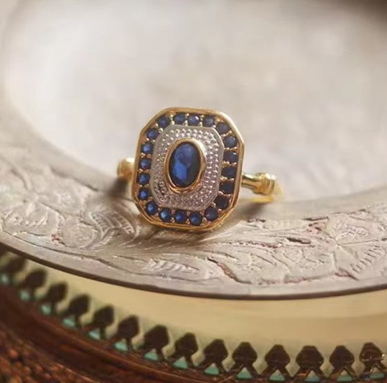 Coral® | Classic Blue Crystal Adjustable Ring