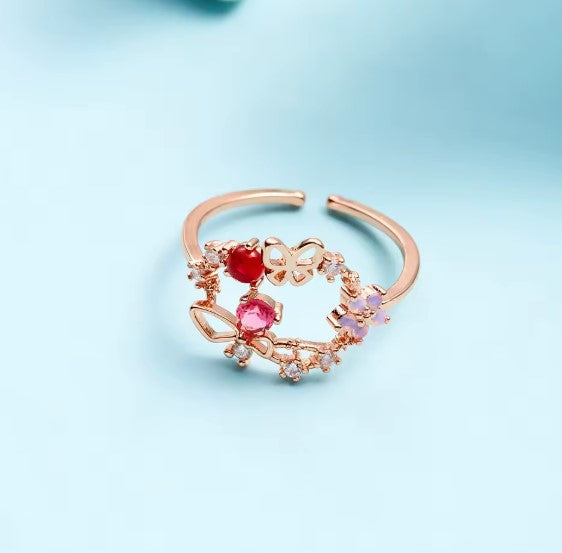 Larimar® | Delicate Crystal Zircon Flowers Ring