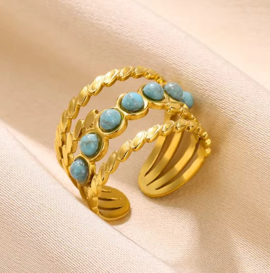 Hillary® | Vintage Natural Stone Adjustable Ring