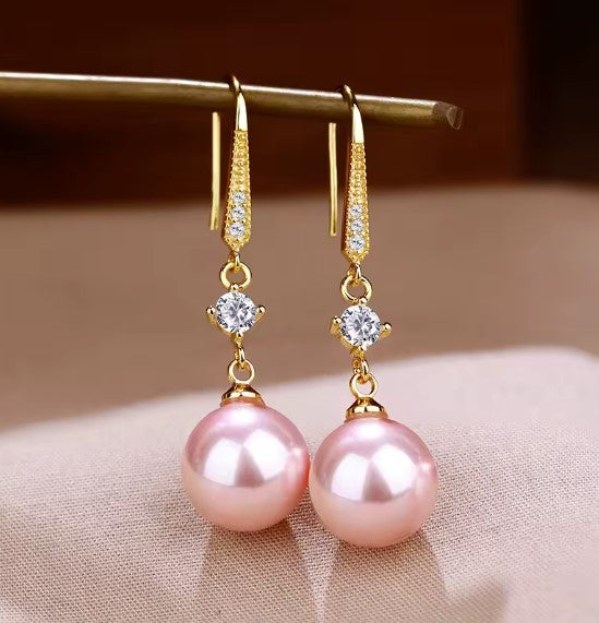 Silvia® | Luxury Zircon Pink Pearl Dangle Earrings