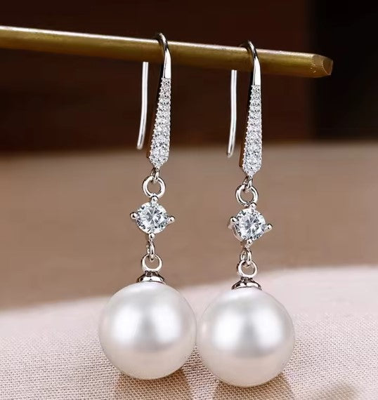 Sara® | Luxury Zircon Pearl Silver Earrings