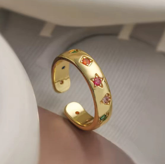 Yadira® | Vintage Zircon Inlay Gold Ring