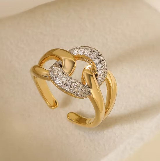 Jenni® | Vintage Crystal Adjustable Gold Ring