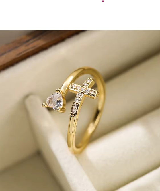 Morgana® | Shiny Zircon Cross Gold Ring