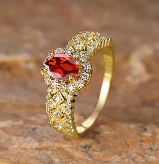 Zinnia® | Bright Oval Garnet Cubic Zirconia Ring