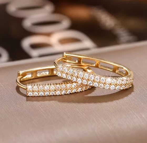 Galatea® | Shiny Crystal Hoop Gold Earrings
