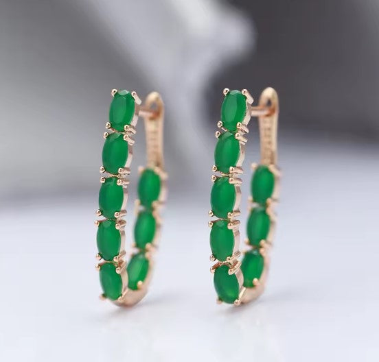 Zenaida® | Green Natural Zircon Rose Gold Earrings