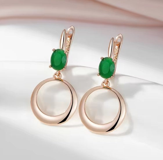 Abigail® | Green Natural Zirconia Round Pendant Earrings