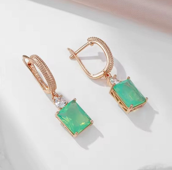 Evangeline® | Vintage Blue Green Natural Zirconia Dangle Earrings