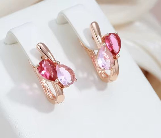 Luisa® | Water Drop Pink Natural Zircon Earrings