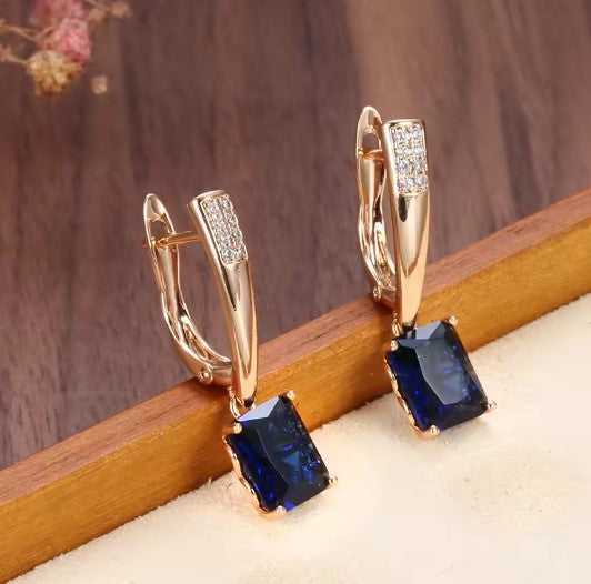 Camille® | Mysterious Blue Natural Zircon Long Earring