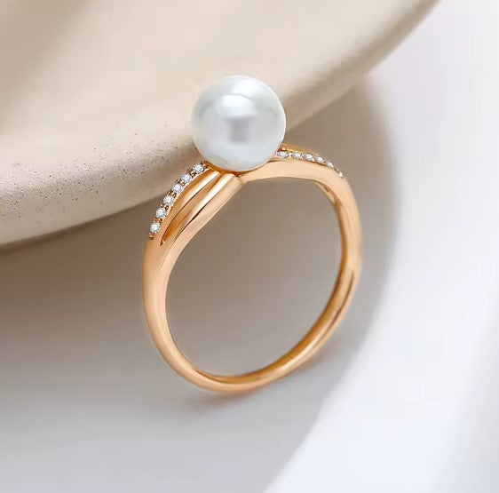 Kimberly® | Fine Pearl Natural Zircon Rose Gold Ring