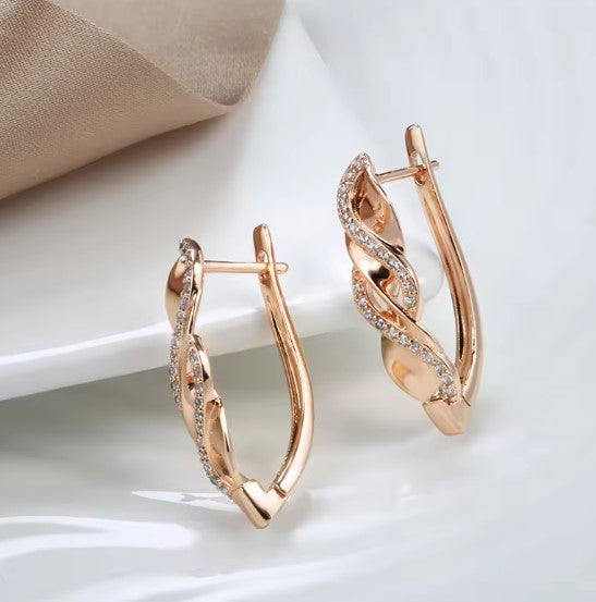 Virginia® | Rose Gold Zircon Spiral Drop Earrings
