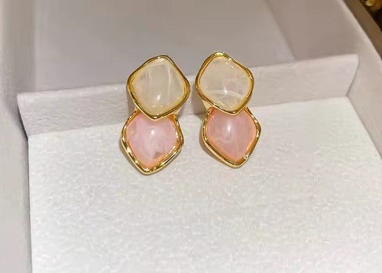 Nadia® | White Pink Splicing Earrings