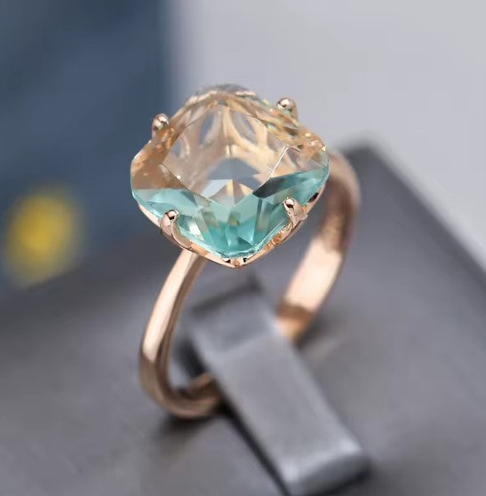 Kerensa® | Square Light Green Stone Ring