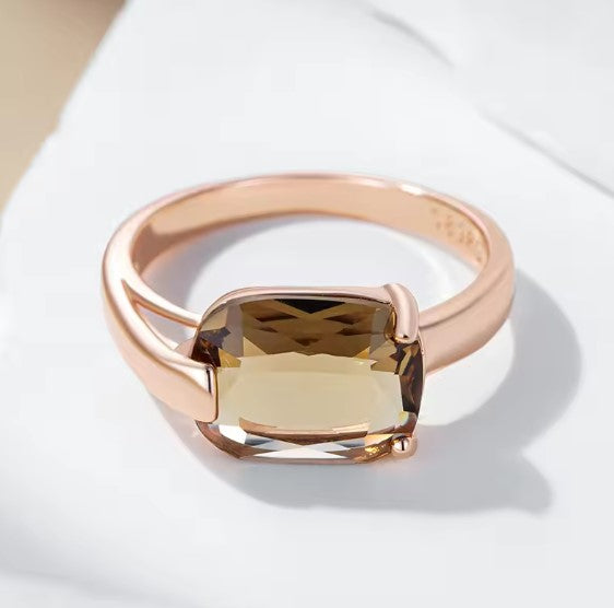 Kaia® | Square Brown Zircon Rose Gold Ring