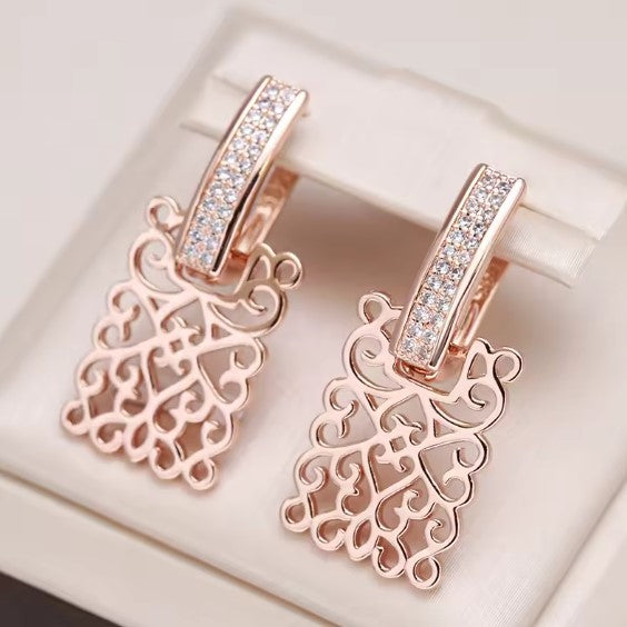 Xenia® | Vintage Rose Gold Glossy Square Earrings