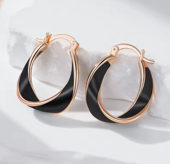 Ursa® | Black Hoop Rose Gold Earrings