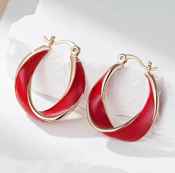 Paulina® | Red Hoop Rose Gold Earrings