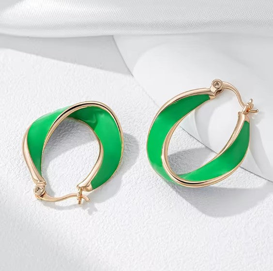 Yolanda® | Green Hoop Rose Gold Earrings