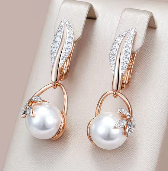 Clara® | Vintage Crystal Flower Pearl Drop Earrings