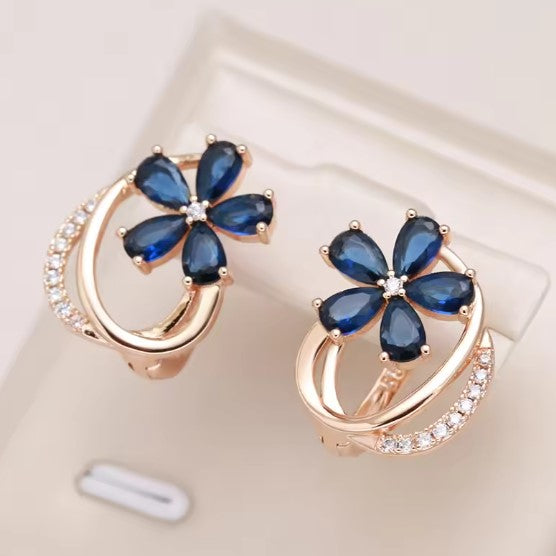 Eirene® | Blue Natural Zircon Flower Earrings