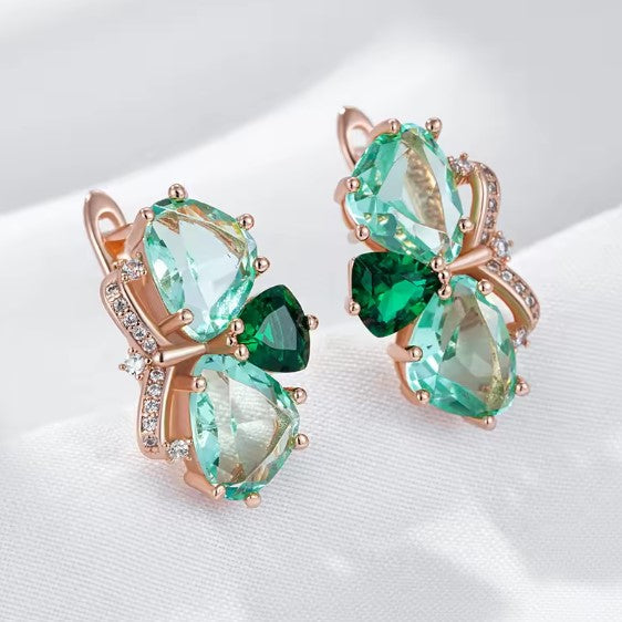 Yanet® | Vintage Green Zircon Rose Gold Earrings