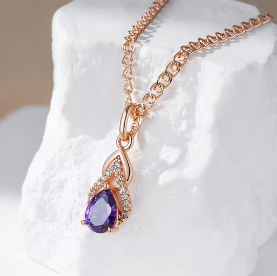 Ana® | Vintage Purple Water Drop Zircon Necklace