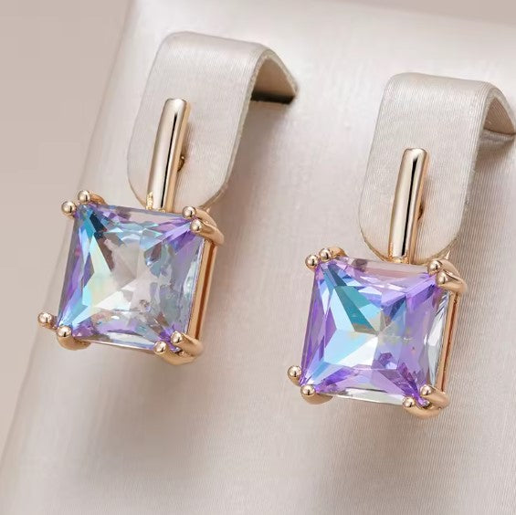 Lyra® | Square Purple Natural Zircon Earrings