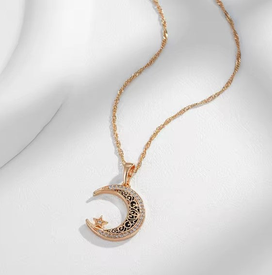 Morgana® | Stars Moon Zircon Rose Gold Necklace