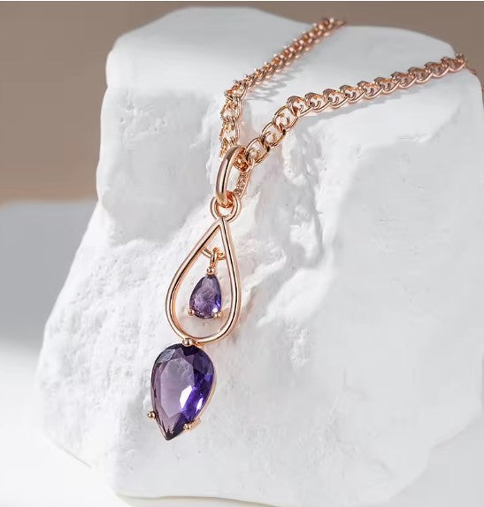 Rubina® | Vintage Purple Natural Zircon Long Necklace