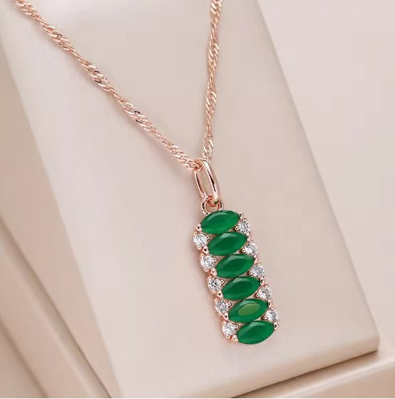 Natacha® | Vintage Green Natural Zircon Necklace