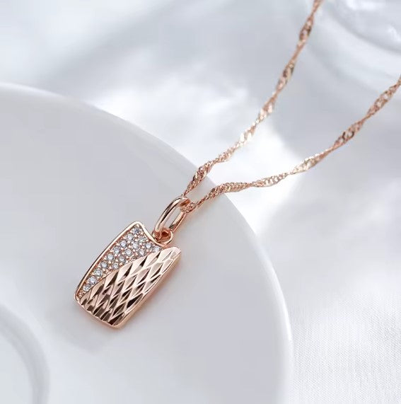 Leandra® | Square Natural Zircon Rose Gold Necklace