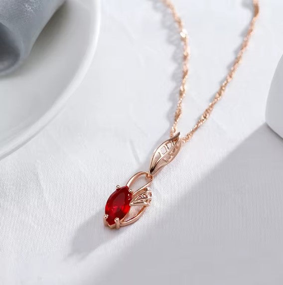 Olga® | Luxury Red Natural Zircon Necklace