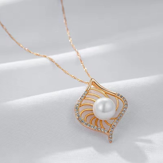 Vanesa® | Rose Gold Pearl Natural Zircon Necklace