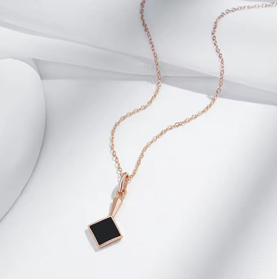 Salomé® | Vintage Square Black Pendant Necklace