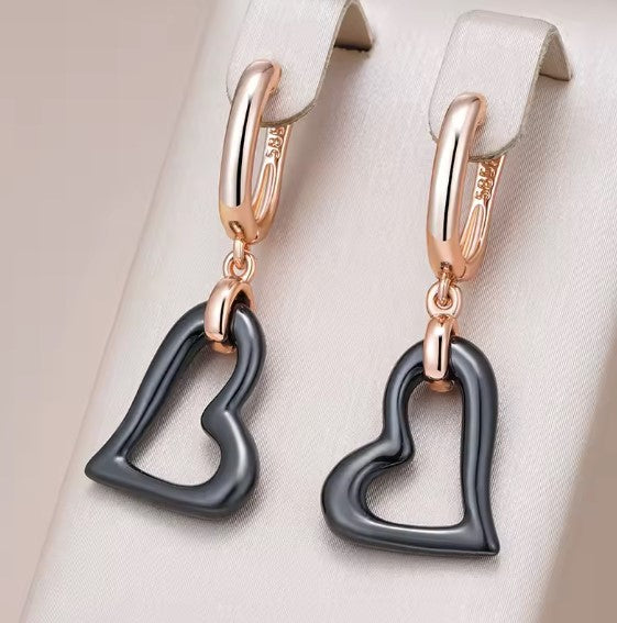 Hera® | Vintage Heart Black Long Drop Earrings