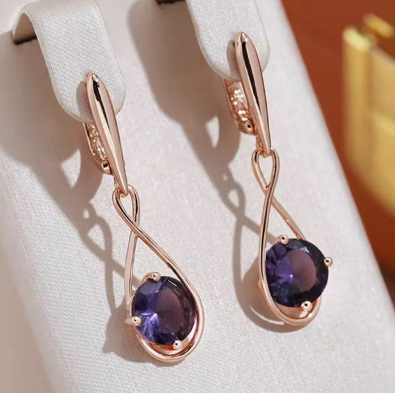 Paula® | Luxury Round Purple Zircon Dangle Earrings